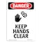 Signmission OSHA Danger Sign, Keep Hands Clear, 10in X 7in Decal, 7" W, 10" L, Portrait, Keep Hands Clear OS-DS-D-710-V-1391 - alternate 1